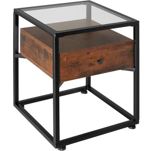 Nachtkastje Preston 43x45x54,5cm - Industrieel hout donker,, Maison & Meubles, Tables | Tables d'appoint, Envoi