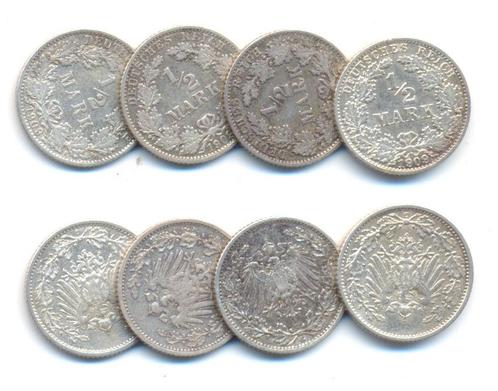 Lot 5x 1/2 Mark 1909 G Kaiserreich: Kleinmunten, Timbres & Monnaies, Monnaies | Europe | Monnaies non-euro, Envoi