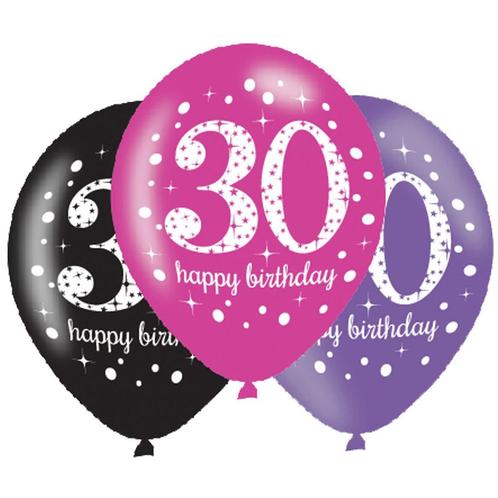 Ballonnen 30 Jaar Happy Birthday Roze 27,5cm 6st, Hobby & Loisirs créatifs, Articles de fête, Envoi