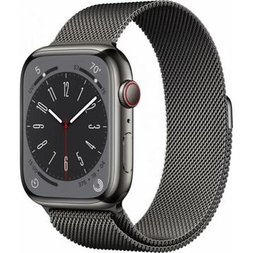 Apple Watch Series 8 - 45mm RVS + LTE, - Milanese Loopband