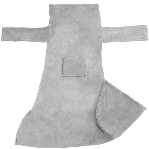 Fleece deken met mouwen - 200 x 170 cm, grijs, Huis en Inrichting, Woonaccessoires | Plaids en Woondekens, Verzenden