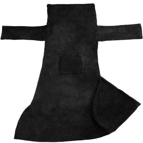 Fleece deken met mouwen - 200 x 170 cm, zwart, Huis en Inrichting, Woonaccessoires | Plaids en Woondekens, Verzenden