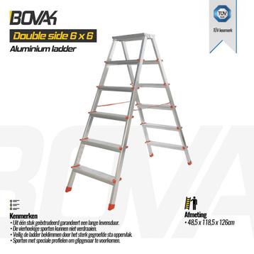 Bovak huishoudtrap-dubbele trap -inklapbaar Aluminium ladder