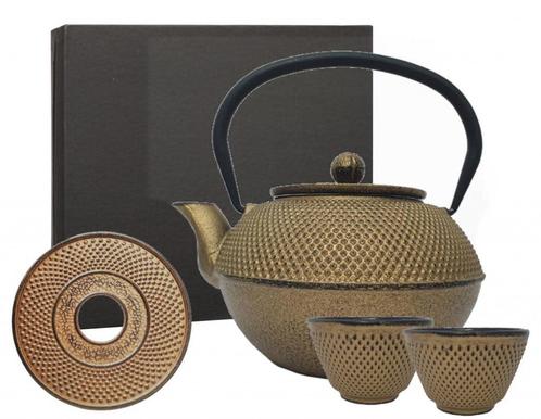 Giftbox Theepot + 2 kopjes Arare 0,80 ltr, full gold, Hobby & Loisirs créatifs, Sachets de thé