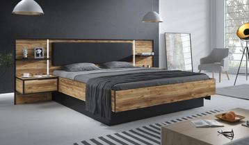 Tweepersoonsbed - Zwart - Eiken - 180x200 cm bed