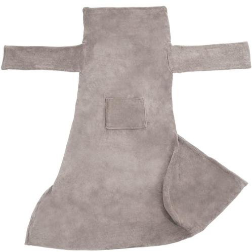 2 Fleece dekens met mouwen - 200 x 170 cm, grijs, Huis en Inrichting, Woonaccessoires | Plaids en Woondekens, Verzenden