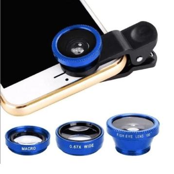 3 in 1 Universele Camera Lens Clip voor Smartphones Blauw -