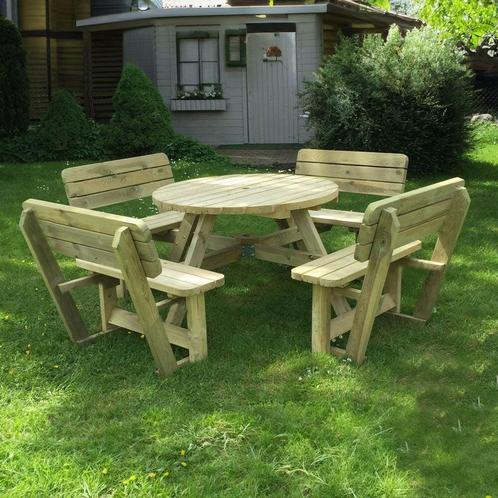 Ronde picknicktafel met rugleuningen KING ® (265 x 265 cm), Jardin & Terrasse, Tables de pique-nique, Envoi