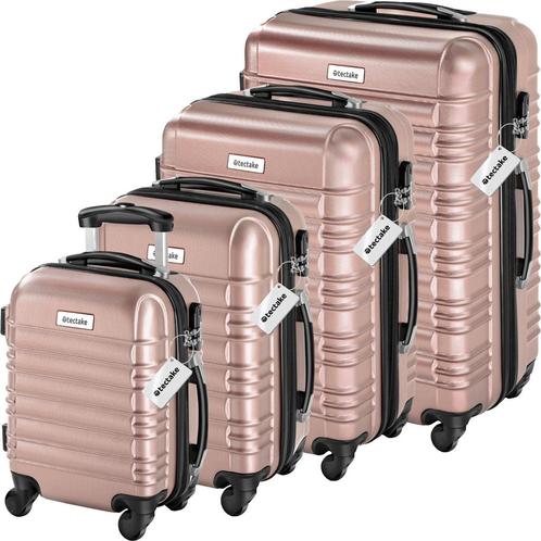 Kofferset Mila 4-delig met bagageweger en bagagelabels - ros, Handtassen en Accessoires, Uiterlijk | Cosmetica en Make-up, Verzenden