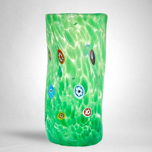 Filippo Maso - Vase -  Vaso verde con macchie colorate e, Antiquités & Art, Antiquités | Verre & Cristal