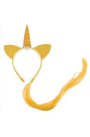 Eenhoorn Haarband Haar Goud Unicorn Diadeem Oortjes Gele Hoo