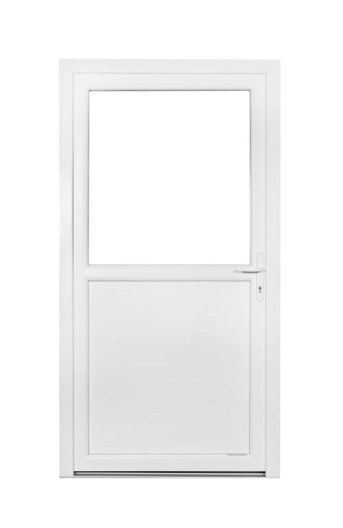 PVC Kunstsof Deur wit 1/2 glas Premium b120 x h208 cm L., Bricolage & Construction, Fenêtres & Moustiquaires, Enlèvement ou Envoi