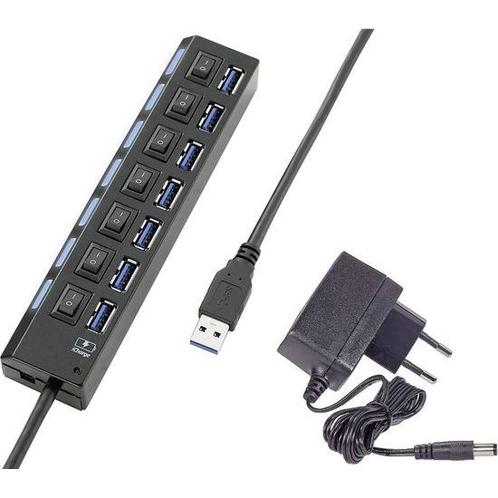 Renkforce USB 3.2 - hub 7 poorten - individueel schakelbaar, Musique & Instruments, Câbles & Prises, Envoi