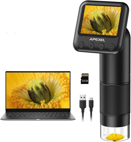 APEXEL Kindermicroscoop met LCD-scherm en SD-kaartlezer, TV, Hi-fi & Vidéo, Matériel d'optique | Microscopes, Envoi