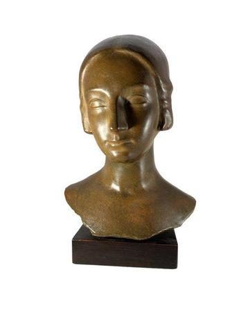 Leon Sarteel - Buste, Eva - 31.6 cm - Gepatineerd brons