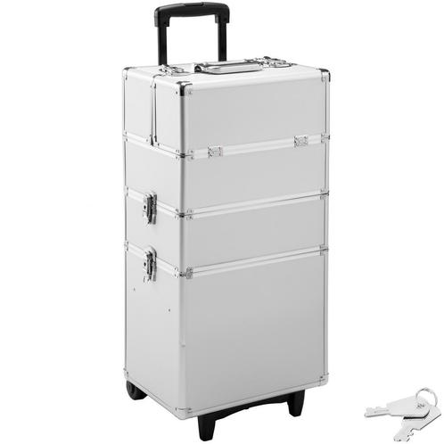 Cosmetica koffer met 3 etages - zilver, Maison & Meubles, Tables | Coiffeuses, Envoi