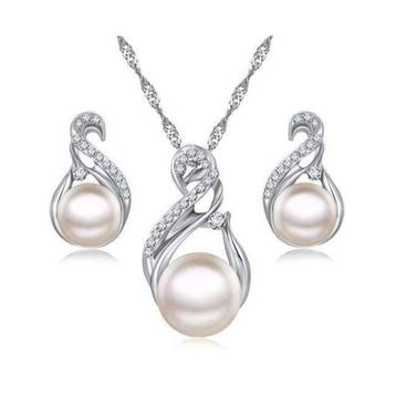 PaCaZa - Zilverkleurige Sieraden Set Pearls (Ketting & Oo...