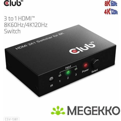 CLUB3D 3 to 1 HDMI 8K60Hz/4K120Hz Switch, Informatique & Logiciels, Commutateurs réseau, Envoi