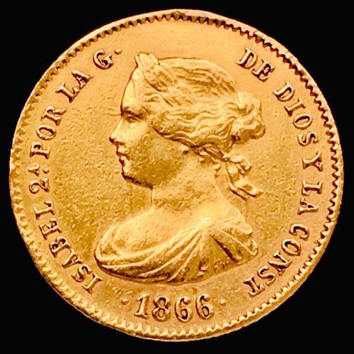 Spanje. Isabel II (1833-1868). 4 Escudos - 1866 - (R174), Timbres & Monnaies, Monnaies | Europe | Monnaies non-euro