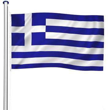 Aluminium vlaggenmast in hoogte verstelbaar met vlag - Griek