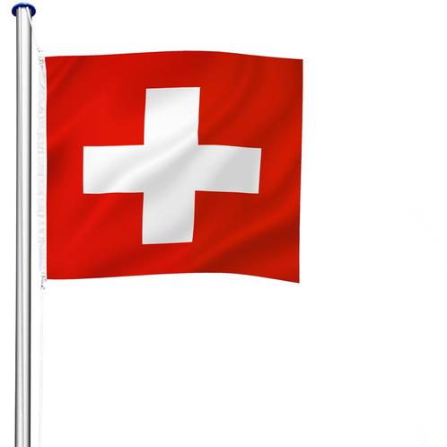 Aluminium vlaggenmast in hoogte verstelbaar met vlag - Zwits, Divers, Drapeaux & Banderoles, Envoi