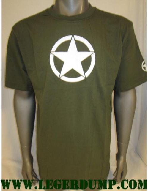 T-shirt groen met kleine witte  ster (T-shirts, Kleding), Vêtements | Hommes, T-shirts, Envoi
