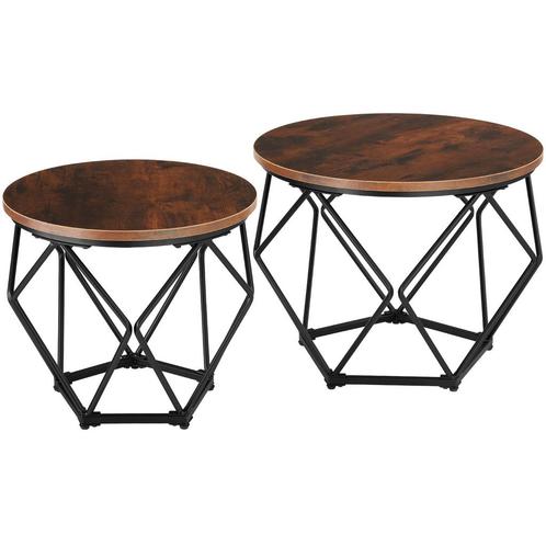 2 Benham salontafels - Industrieel hout donker, rustiek, Maison & Meubles, Tables | Tables de salon, Envoi