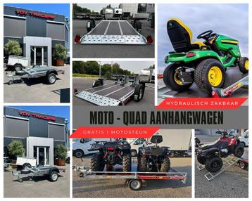 Hydraulisch zakbaar of kantelbaar Moto-Quad trailer  stock