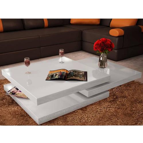 vidaXL Salontafel met 3 lagen hoogglans wit, Maison & Meubles, Tables | Tables de salon, Envoi
