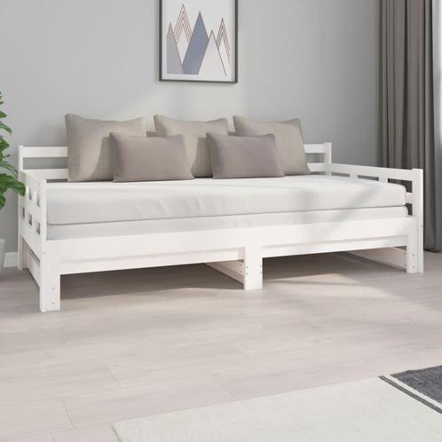 vidaXL Lit coulissant blanc bois de pin massif, Maison & Meubles, Chambre à coucher | Lits, Neuf, Envoi