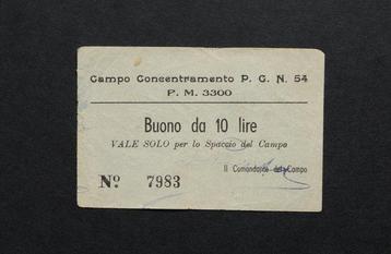 Italië. - 10 Lire 1943-1945 Campo Concentramento Pg 54 -