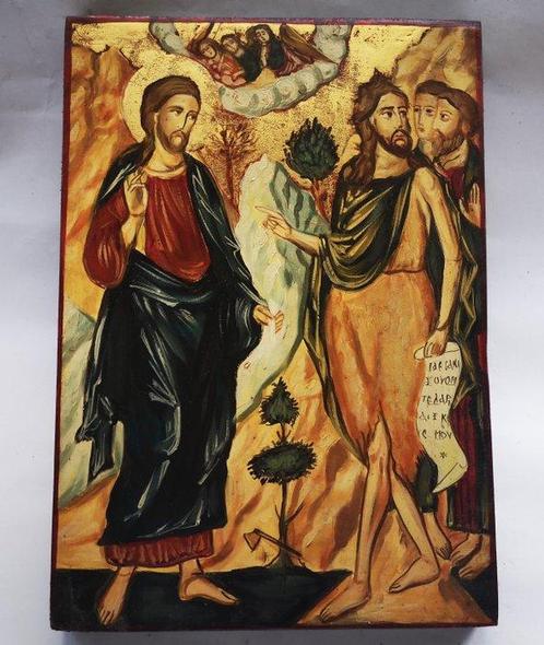 Icoon - Russisch handgeschilderd icoon van Christus,, Antiquités & Art, Antiquités | Livres & Manuscrits