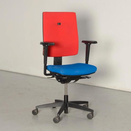 Viasit bureaustoel, blauw / rood, 5D armleggers, Maison & Meubles, Chaises de bureau, Enlèvement ou Envoi