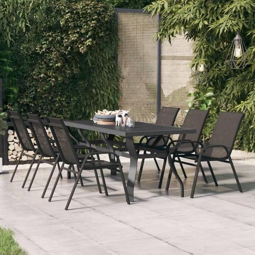 vidaXL Table de jardin Gris et noir 180x80x70 cm Acier, Tuin en Terras, Tuinsets en Loungesets, Verzenden