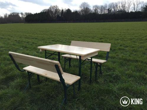 Biertafelset 110 cm x 60 cm tafel en 2 banken met, Maison & Meubles, Tables | Tables à manger, Envoi