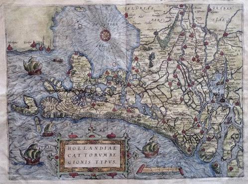 Europe, Carte - Pays-Bas; Guicciardini - Hollandiae Cattorum, Boeken, Atlassen en Landkaarten