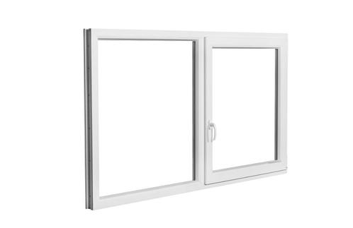 PVC raam vast-draaikiep B.150 x H.130 wit stomp-profiel., Doe-het-zelf en Bouw, Glas en Ramen, Dubbelglas, Nieuw, Gevelraam of Ruit