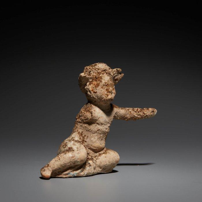 Oud-Grieks Terracotta Kindfiguur. 4e eeuw v.Chr. Hoogte 6, Verzamelen, Mineralen en Fossielen