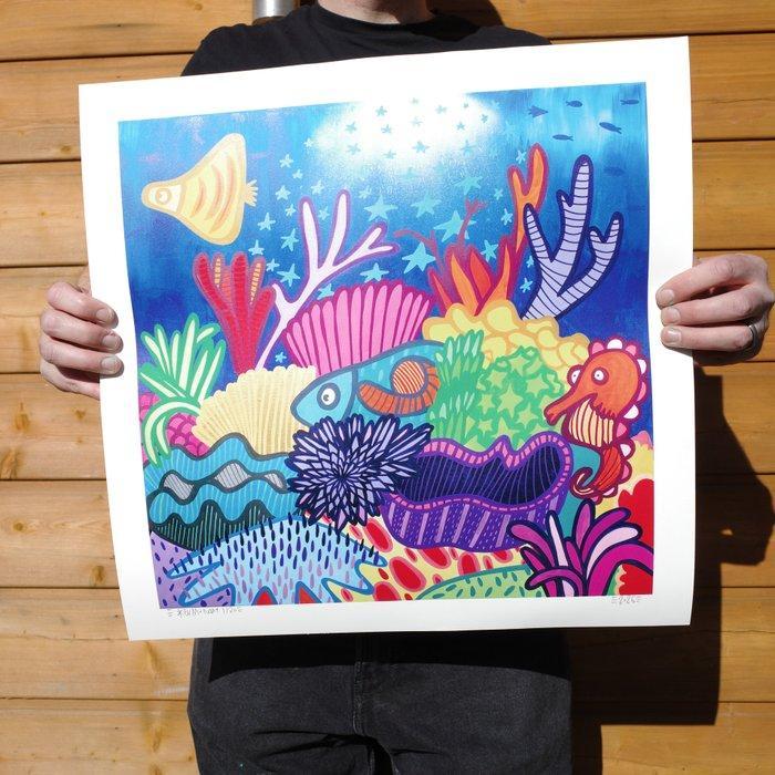 Kev Munday - Starlit Reef - Textured Giclee Print - No, Antiek en Kunst, Kunst | Designobjecten