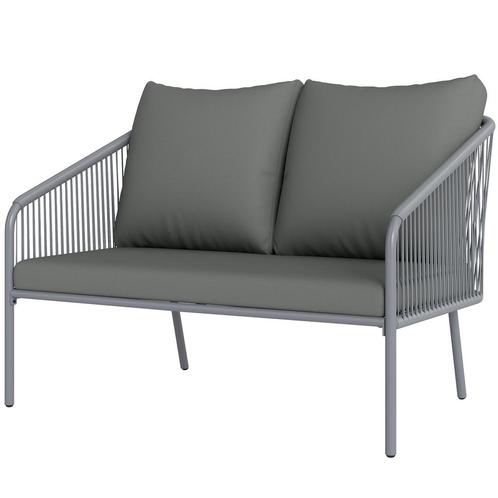 Rotanbank - Loungesofa - Grijs, Tuin en Terras, Tuinsets en Loungesets, Nieuw, Ophalen of Verzenden