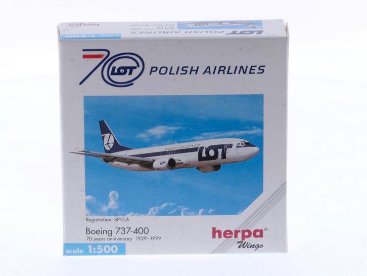 Schaal 1:500 Herpa 501330 LOT - Polish Airlines Boeing 73..., Hobby en Vrije tijd, Modelbouw | Vliegtuigen en Helikopters, Zo goed als nieuw