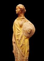 Oud Grieks - Hellenistisch polychroom beeldje - vrouw met