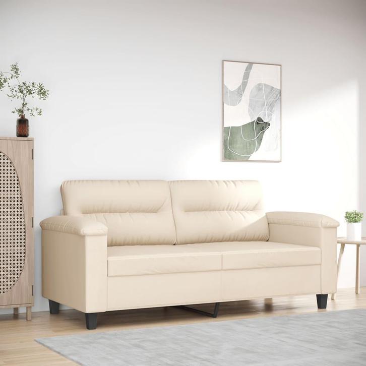 vidaXL Tweezitsbank 140 cm microvezelstof beige, Huis en Inrichting, Zetels | Zetels, Nieuw, Verzenden