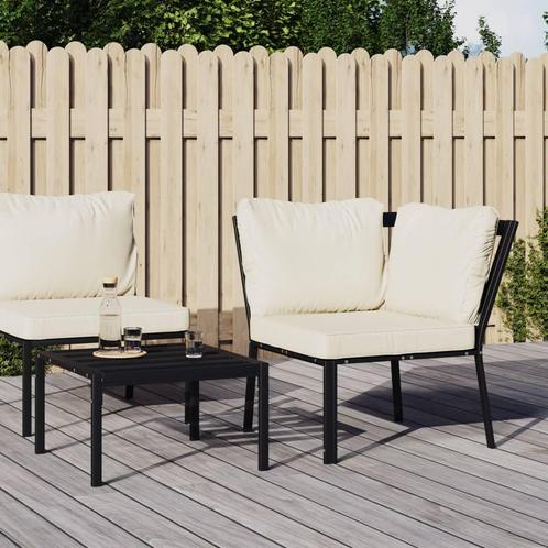 vidaXL Tuinstoel met zandkleurige kussens 76x76x79 cm staal, Tuin en Terras, Tuinsets en Loungesets, Nieuw, Verzenden