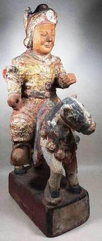 RARE Horse and Rider - TALL - Hout - China - Qing Dynastie