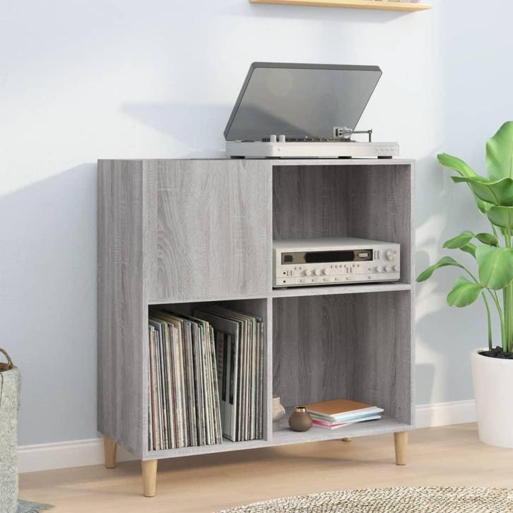 vidaXL Platenkast 84,5x38x89 cm bewerkt hout grijs sonoma, Huis en Inrichting, Kasten | Overige, Nieuw, Verzenden