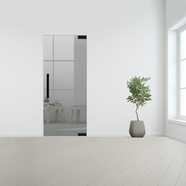 Glazen binnendeur zonder kozijn zwart beslag-Rechtsdraaiend-, Doe-het-zelf en Bouw, Glas en Ramen, Nieuw, Verzenden