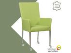 Leren eetkamerstoel Deal met armleuning - Toledo Lime, Huis en Inrichting, Stoelen, Overige kleuren, Nieuw, Leer, Ophalen of Verzenden