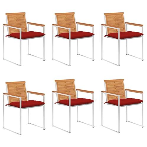 vidaXL Tuinstoelen 6 st met kussens massief acaciahout, Tuin en Terras, Tuinstoelen, Nieuw, Verzenden