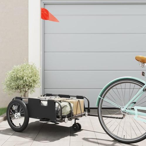 vidaXL Fietstrailer oxford stof en ijzer zwart, Fietsen en Brommers, Fietsaccessoires | Aanhangwagens en Karren, Nieuw, Verzenden